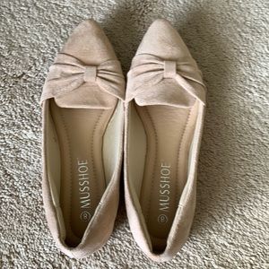 Nude Suede Pointed Flat